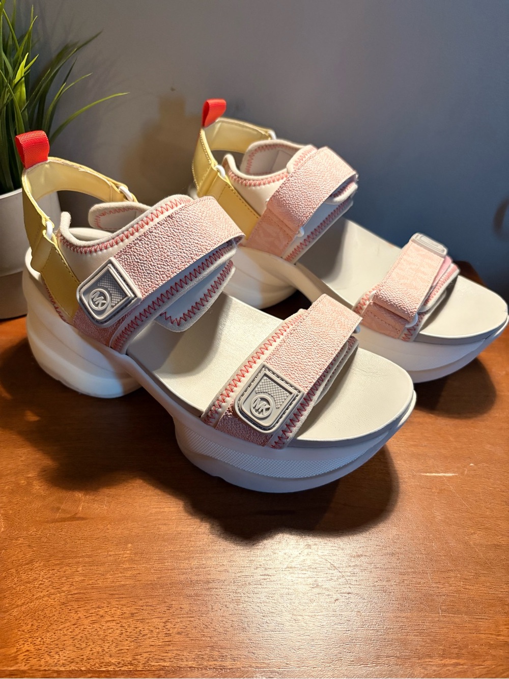 Michael Kors Maverick Platform Sport Sandals in Pink and Yellow